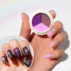 Chrome Nail Powder - 3 in 1 Solid Holographic Nail Powders, Mermaid Iridescent Chrome Nail Powders, Chameleon Powder Nail Pigment Mirror Finish Powder