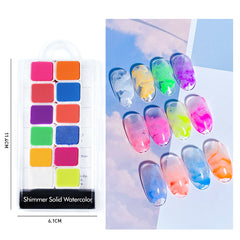 Shimmer Solid metallic Watercolor Nail  Glitter Paint Powder DIY ManicureSet