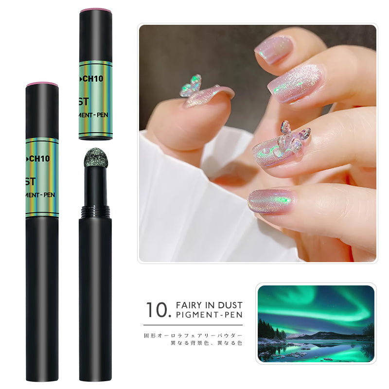 Shimmer Pearl Nail Glitter Powder air cushion magic powder pen