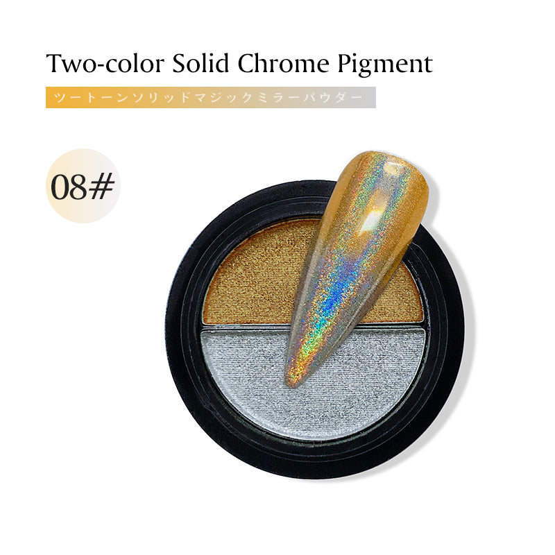 2 color solid chrome nail powder Metallic Mermaid effect Holographic Magic Manicure Dust